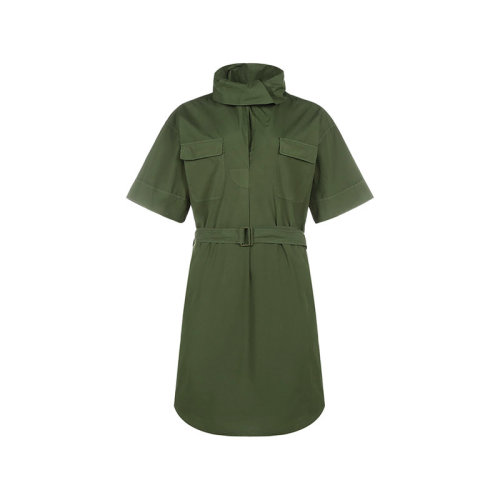 KENZO/高田贤三  女士连衣裙 女士棉质高领短袖连衣裙 2RO031 1LA