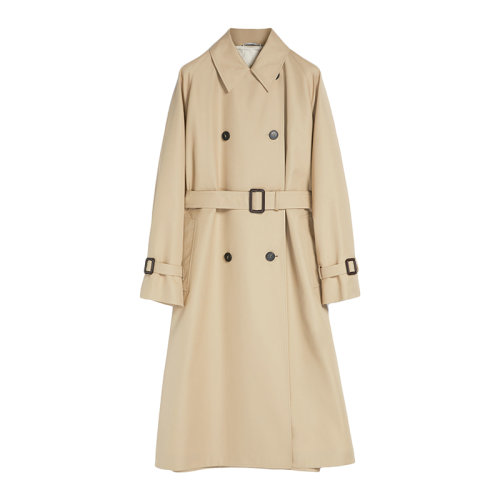 MaxMara/麦丝玛拉 22年早春新款 CANASTA系列 女士蜂蜜色棉质混纺华达呢防水长款风衣夹克5021012706003