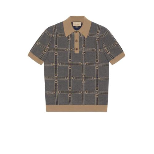  GUCCI古驰 22年秋冬 男士 马衔扣提花针织Polo衫 716361 XKCO0 4037