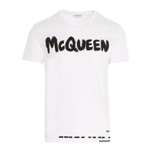 Alexander McQueen/亚历山大麦昆 男装 服装 棉质logo字母印花男士短袖T恤