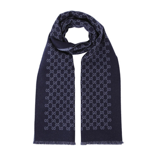 GUCCI/古驰 男女同款黑灰色LOGO装饰羊毛围巾 391246-4G200-1160