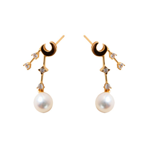 GeleiStory/GeleiStory   淡水珍珠耳钉925银镀金镶锆石2021年新款气质轻奢耳钉耳饰