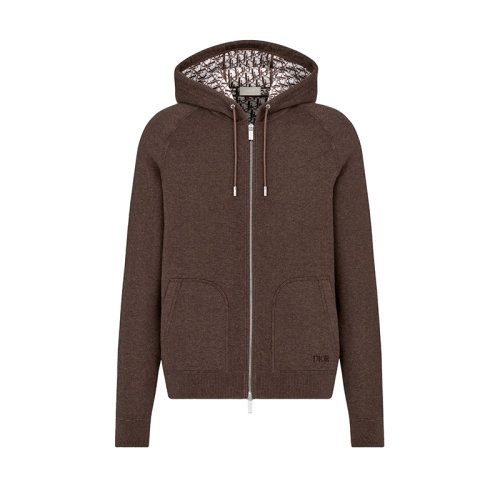 DIOR/迪奥 22年早春新款 男士摩卡棕色棉质和羊绒混纺针织面料连帽运动衫卫衣113M221AT225_C180