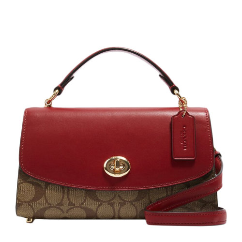 COACH/蔻驰 TILLY系列女士PVC/配皮中央拉链隔层旋锁封口斜挎包单肩包手提包女包 C1439IMS5J