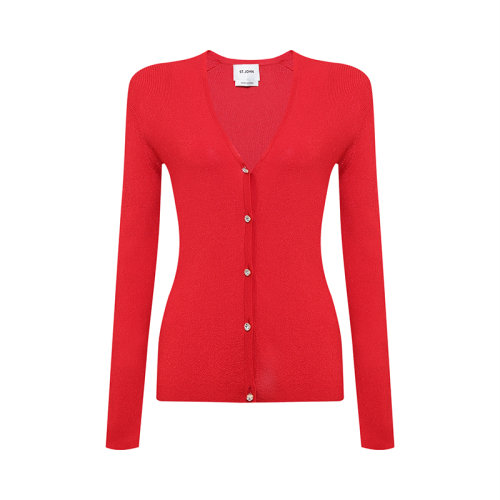 【21春夏新款】St. John/盛蔷 薄款修身V领女士针织衫/毛衣K613050