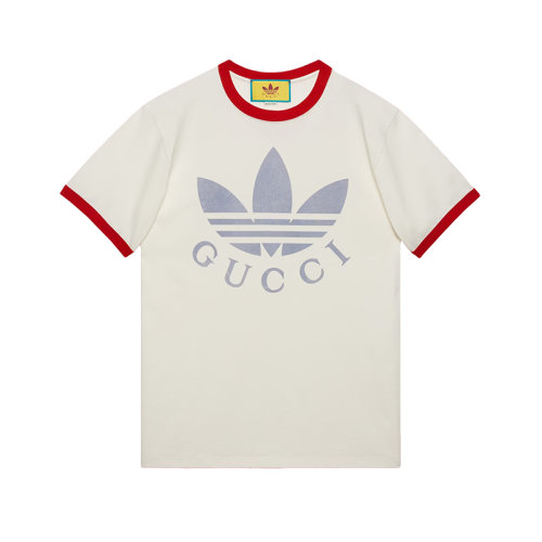 GUCCI/古驰 22年秋冬新款 adidas联名系列 女士白色纯棉Logo印花短袖T恤702612XJEB19095