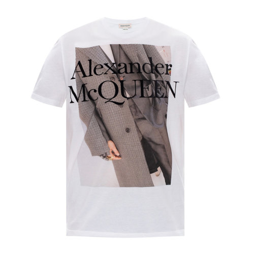 Alexander McQueen/亚历山大麦昆 男装 服装 棉质logo印花圆领 男士短袖T恤