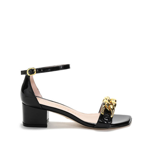 Stuart Weitzman/斯图尔特韦茨曼 2021款 女士皮革一字带中跟凉鞋 AMELINA BLCK 50 CHAIN