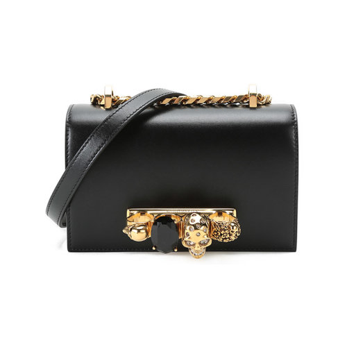 Alexander McQueen/亚历山大麦昆 女士迷你款牛皮Jewelled Satchel单肩斜挎包 653134 CMO0T