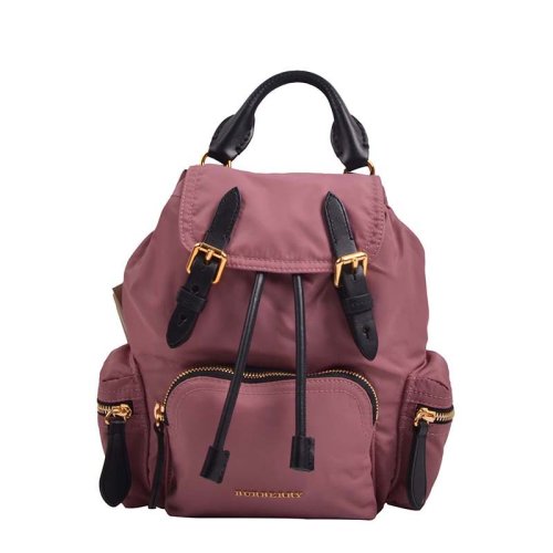 BURBERRY/博柏利  包袋 双肩包 织物/配皮豆沙粉女士双肩包  at