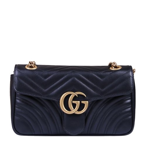 GUCCI/古驰 GG Marmont系列 女士牛皮双G单肩斜挎包