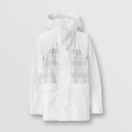  BURBERRY 22年秋冬 男士 反光格纹裁片功能性连帽风雪大衣 80613181