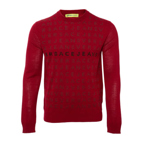 VERSACE JEANS/范思哲牛仔 男士纯色织物经典字母徽标印花装饰圆领长袖上衣毛衣套头衫 B5GMA814-6652 多色可选