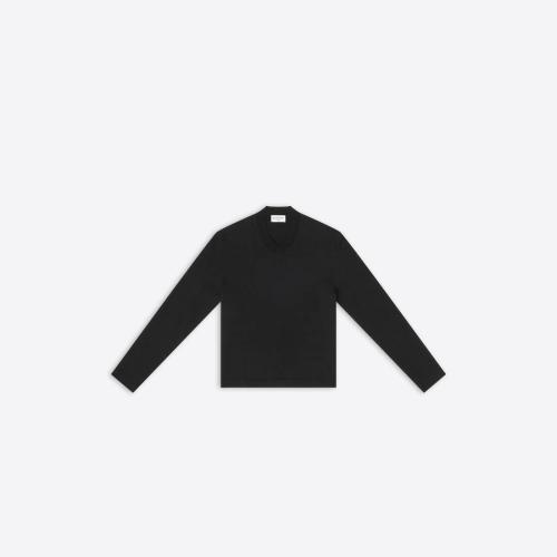 BALENCIAGA巴黎世家 22年秋冬 男士 长袖T恤 Mens Balenciaga Tab Fitted V-neck Long Sleeve