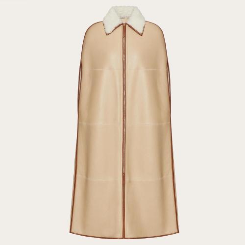 VALENTINO华伦天奴 22年秋冬 女士 斗篷 CAPE LONGUE EN PEAU DE MOUTON 1B3NBA457CB7CX