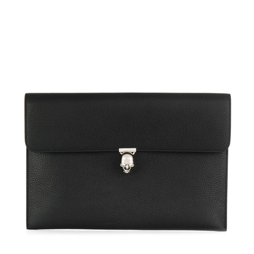 Alexander McQueen/亚历山大麦昆 女包 骷髅头 女士黑色皮质手拿包 5541971DD011000