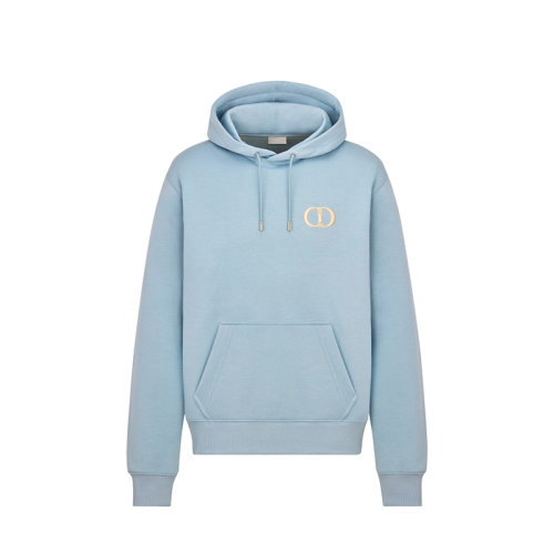 DIOR/迪奥 22年秋冬新款 男士浅蓝色纯棉饰有金色刺绣LOGO图案连帽运动衫113J698A0531_C581