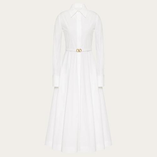  VALENTINO华伦天奴 22年秋冬 女士 连衣裙 ROBE MI-LONGUE EN POPELINE DE COTON 1B3VA045_60B