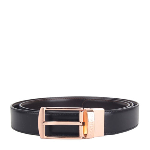 MontBlanc/万宝龙 男士黑色牛皮经典系列商务休闲镀玫瑰金针扣腰带皮带 可裁剪 105122