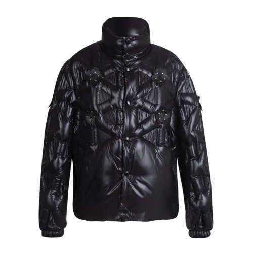Moncler/蒙克莱女装 服饰 黑色尼龙时尚花朵保暖 女士夹克外套