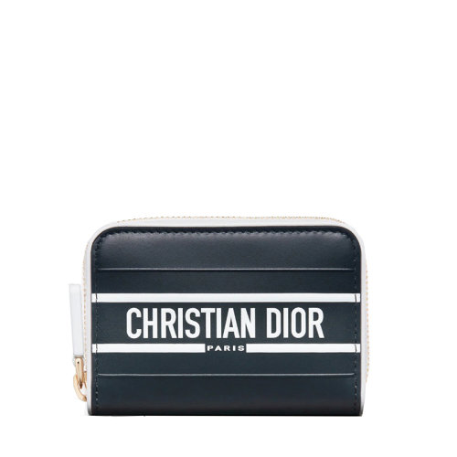 DIOR/迪奥 22秋冬新款DIOR Vibe系列 男女同款蓝色小牛皮主印花主题多层拉链开合钱包S6202OSGQ_M928