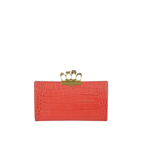 Alexander McQueen/亚历山大麦昆 女士 女包 骷髅四环红色小牛皮手拿包 460427DZT0M6320 HJH0015X