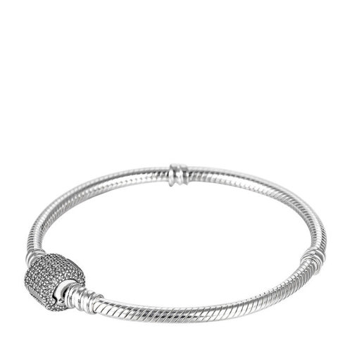 PANDORA/潘多拉 女士银色闪烁心形密镶复古扣925银手链 590723CZ