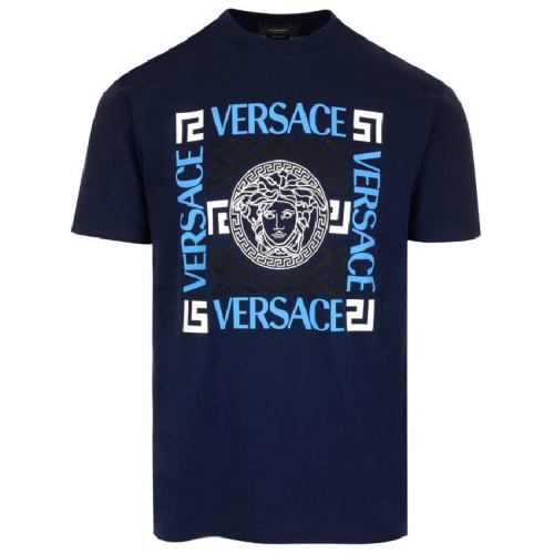  VERSACE/范思哲 男士海军蓝棉质短袖T恤 10042071A03047 1U830 PLFSX