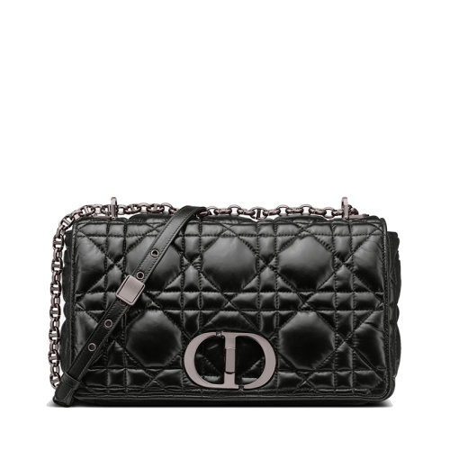 DIOR/迪奥  CARO系列 女士大号黑色绗缝藤格纹小牛皮斜挎单肩链条包M9243BNGK_M900