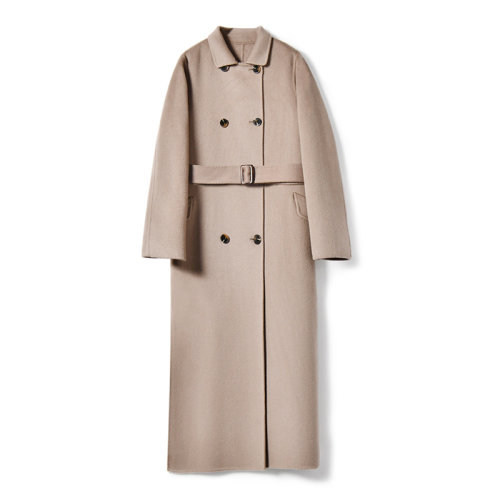 GeleiStory/GeleiStory秋冬新英伦风双排扣腰带加长侧开叉双面呢羊毛大衣外套女士大衣