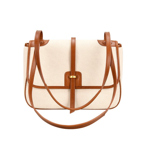 GeleiStory/GeleiStory 优质牛皮拼接大容量托特包2021新款帆布单肩腋下包小方包