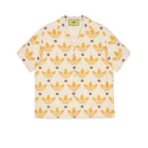  GUCCI古驰 22年秋冬 男士 adidas x Gucci联名系列Trefoil印花保龄球衫 691523 ZAIXZ 9285