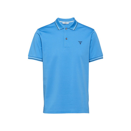 PRADA/普拉达 22年秋冬新款 男士浅紫光蓝色纯棉短袖Polo衫UJN765_1ZMI_F0237_S_212