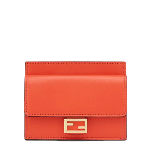 FENDI/芬迪  女士红色FF压纹纳帕小羊皮金色金属饰面卡包卡片夹8M0423AAJDF0C3Q