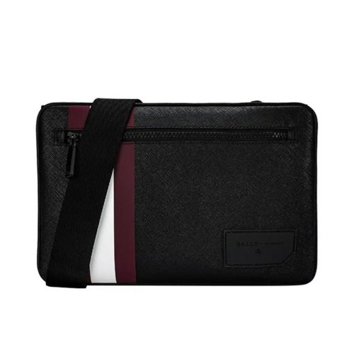  BALLY/巴利 男士黑色涂层帆布斜挎包 6236810 PLSX