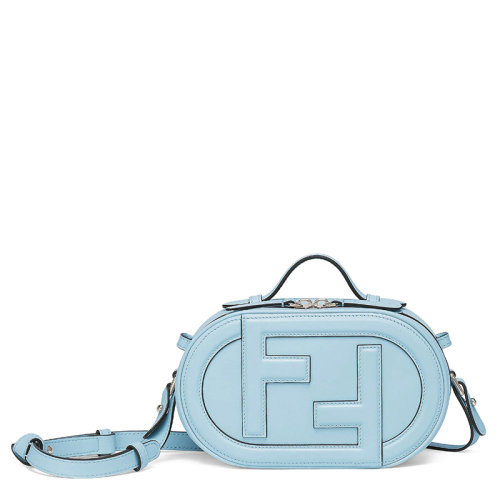 FENDI/芬迪 22春夏新款 女士迷你浅蓝色牛皮革饰双F图案配可调节肩带单肩手提相机包8BS058A5DYF1HBK