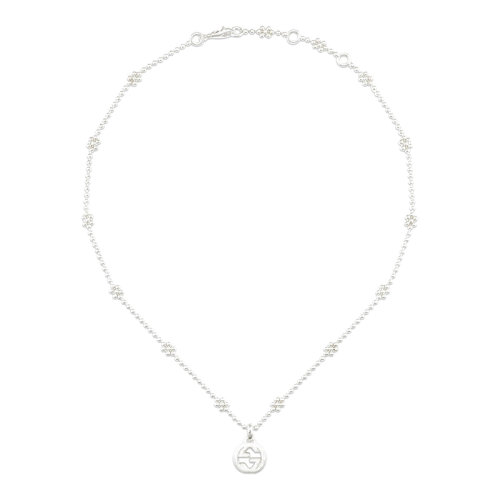 GUCCI/古驰  925银双G吊坠花朵图案项链479221J84008106