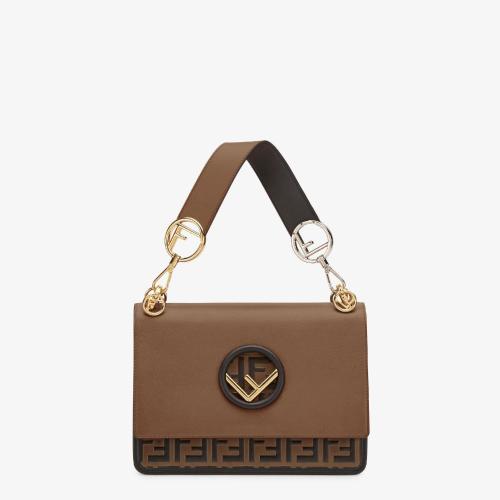  FENDI芬迪 22年秋冬 女士 单肩包 棕色皮革手袋 8BT284A651F13VK