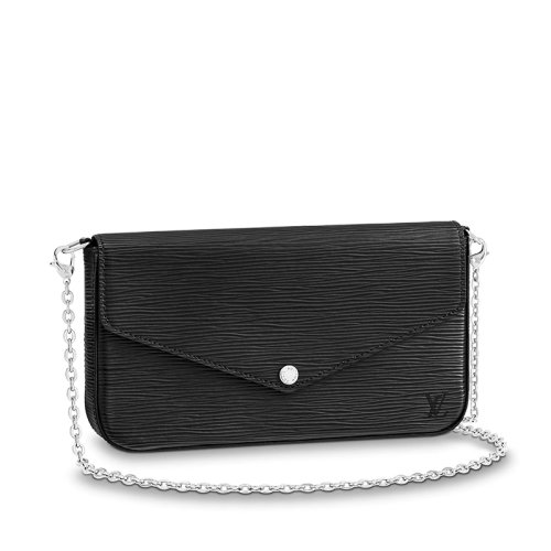 Louis Vuitton/路易威登 21新款 Félicie系列 女士黑色Epi皮革按扣翻盖链条单肩手拿包M62648