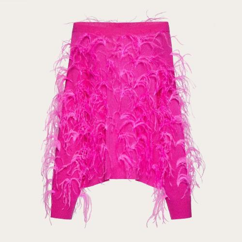  VALENTINO华伦天奴 22年秋冬 女士 针织衫 PULL EN LAINE a PLUMES BRODéES 1B0KC40W7LEUWT