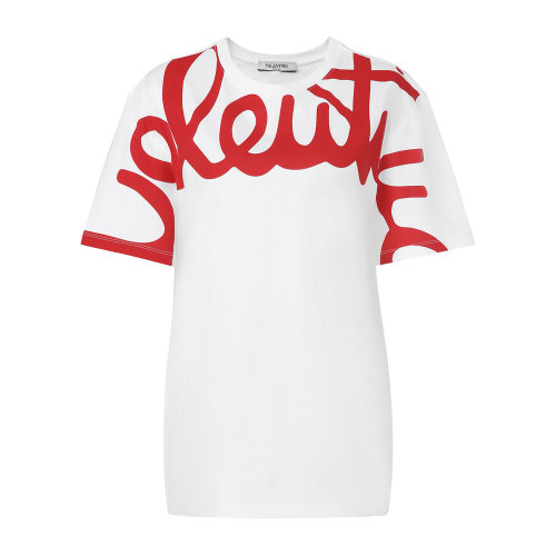 Valentino/华伦天奴 白色/红色 Valentino Signature女士短袖T恤 TB3MG04R55WA33 2020早春