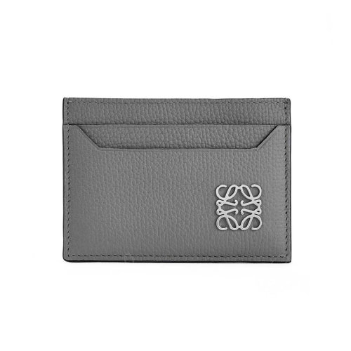 LOEWE/罗意威 22新款 女士沥青灰鹅卵石纹牛皮革徽标扣扁平卡片包C821075X01-1640