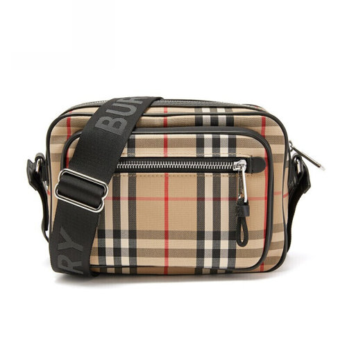 BURBERRY/博柏利  男士Vintage 格纹单肩斜跨包 相机包 古典黄色单肩包  8010152