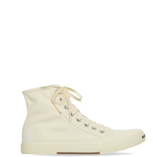 Balenciaga/巴黎世家 22年春夏新款 女士白色磨损棉质材料高帮运动鞋帆布鞋688756W3RC49090