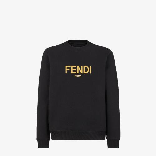  FENDI芬迪 22年秋冬 男士 长袖T恤 黑色棉质运动衫 FY0178AE05F0QA1