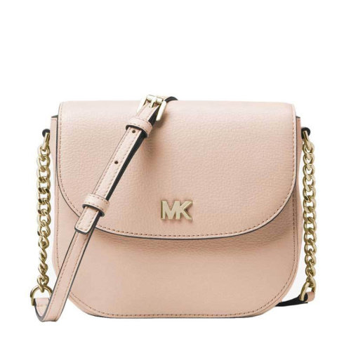 Michael Kors/迈克·科尔斯 女士粉色牛皮经典MK字母徽标装饰翻盖磁扣开合单肩包斜挎包女包 32S8GF5C0L-SOFTPINK