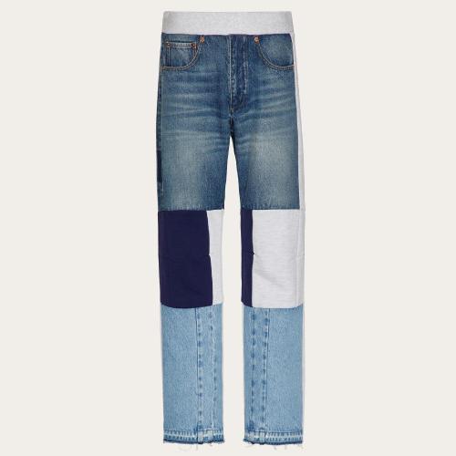  VALENTINO华伦天奴 22年秋冬 男士 牛仔裤 PANTALON EN DENIM A_VEC PATCHWORK CONTRASTANT EN
