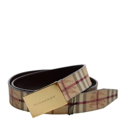 BURBERRY/博柏利 男士商务休闲腰带杏色PVC经典格纹皮带 3494881