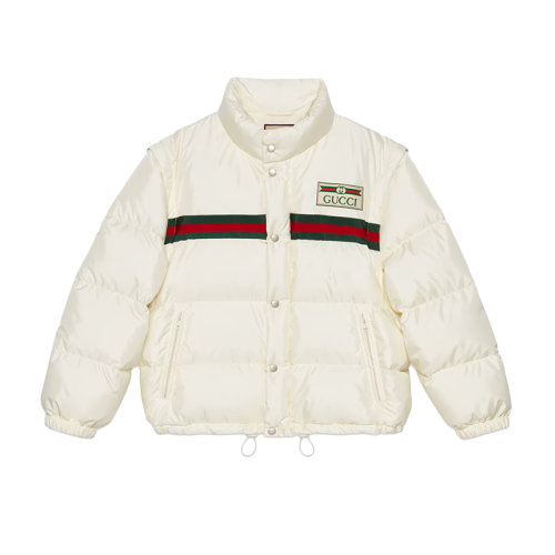 GUCCI/古驰 22年秋冬新款 女士白色尼龙丝缎夹棉飞行员夹克683216Z8AQX9133