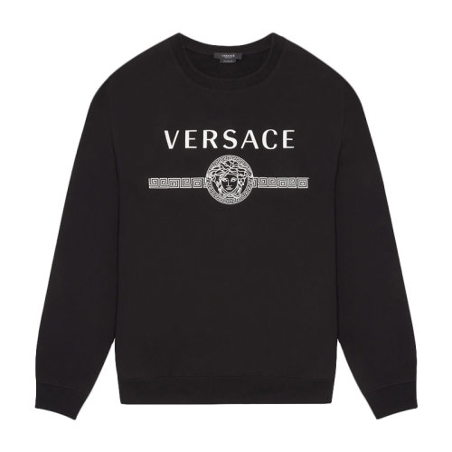 VERSACE/范思哲 男士黑色棉质经典字母徽标美杜莎头像装饰圆领长袖上衣卫衣套头衫运动衫 A87574-A231242-A1008